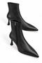 Women's Pointed Toe Black Sérena Heeled Zippered Boots - 3