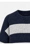 Navy Blue Color Women's Oversize Striped Knitwear - 3