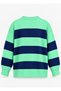 Green Color Women's Oversize Striped Knitwear - 4