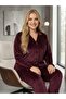 Plus Size Button-Down Velvet Fabric Pajama Set - 2