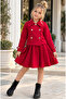 Red Suede Fabric Jacket Pleated Skirt Girl Child Set - 2