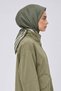 Three-Line Detailed Twill Silk Scarf Green - 3
