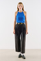 Gabardine Straight Pleated Pants Black