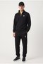 Leon Black Half Zipper Printed Mock Neck Standard Fit Men's Sweatshirt - 2