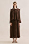 Muslin Embroidered Wide-Collar Blouse in Dusty Brown - 2