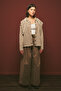 Stripe Detail Cardigan Beige - 2