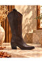 Women's Bitter Dark Brown Matte Leather Embroidered Cowboy Boots - 2