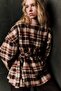 Plaid Poncho with Shawl Detail Brown