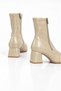 Women's Beige Crocodile Patterned Pointed Toe Zippered Heeled Boots - 6