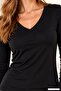 Soft, Comfortable and Fashionable Viscose V-Neck T-Shirt-Black - 8