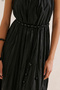 Linen Wide Pleated Dress Black - 7