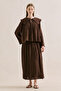 Muslin Embroidered Wide-Collar Blouse in Dusty Brown - 3