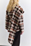 Plaid Poncho with Shawl Detail Brown - 7