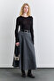 Buy Detailled Wide Skirt Gray - 2