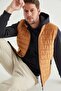 Regular Fit Safran Stand Collar Fiber Padded Seasonal Zippered Vest Coat - 5