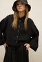 Linen Long Sleeve Crop Shirt Black
