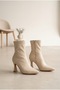 Women's Leather Textured Stretch Pointed Toe Curved Thin Heeled Stylish Sock Bootie Boots - 2