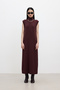 Sleeveless High Collar Knitting Dress Claret Red - 4
