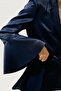 Wide Leg Satin Evening Dress Pants Night Blue - 5