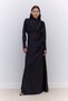 Satin Shoulder Draped Evening Dress Black