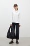 Long Sleeve Fit Cotton Tshirt Ecru
