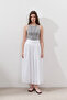 Tie Detail Wide Skirt Ecru