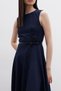 Sewing-Detailed Sleeveless Dress Navy Blue - 7