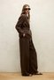 Linen Palazzo Pants Dark Brown