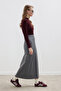 Premium Pleated Detail Pencil Skirt Gray - 7