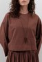 Cotton Crop Long Sleeve Bluz Hot Brown - 5