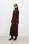 Sleeveless High Collar Knitting Dress Claret Red - 5