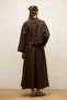 Linen Long Sleeve Crop Shirt Brown - 8