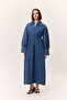 Denim Dress with Cuff Detail Dark Blue
