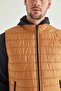 Regular Fit Safran Stand Collar Fiber Padded Seasonal Zippered Vest Coat - 4