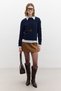 Soft Textured Knitwear Sweater Navy Blue - 2