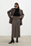 Premium Pleated Detail Pencil Skirt Mink - 4