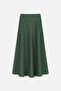 Linen Stitching Detail Skirt Petrol - 2