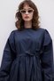 Premium Poplin Dress with Pleats Navy Blue - 6