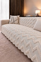 Chenille Sofa Cover 175X210 cm Cream Zigzag Patterned Beard Sofa Cover - 2