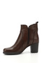 Women's Brown Antique Zippered Thick Heeled Genuine Leather Boots - 4