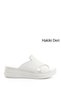Women's White Cross-Strapped Wedge Heel Genuine Leather Comfort Slippers