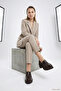 Women's Brown Thick Heeled Loafer Shoes - 3