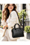 Women's Black Faux Leather Hand and Shoulder Bag with Zipper Strap Daily Bag - 3