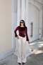 Velvet Fabric Spanish Sleeve Blouse - Burgundy - 2