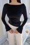 Velvet Fabric Spanish Sleeve Blouse - Black - 9