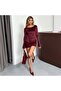 Velvet Fabric Spanish Sleeve Blouse - Burgundy - 8