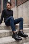 Men's Black Zippered Genuine Leather Classic Boots - 4