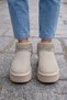 Women's Stoned Beige High Sole Ultra Mini Suede Boots with Fur Inside 4.5cm Byndum02 - 3