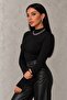 Women's 6-Piece Black Finger Detailed Bodysuit - 7