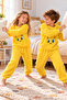 Yellow Girls and Boys Plush Tracksuit Set with Crew Neck Figure Ak4078 - 4